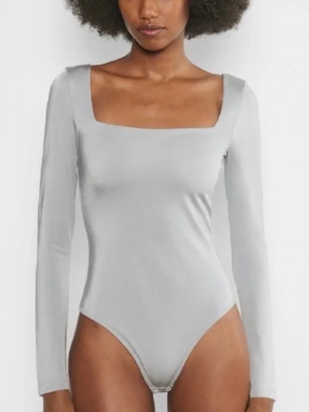 Aritzia Contour Bodycon Metallic Square Neck Longsleeve Bodysuit Medium New